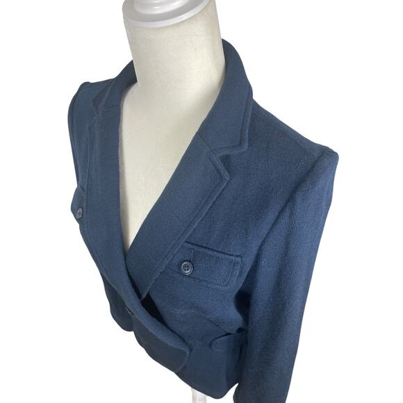 Banana Republic 100% Wool Blazer Jacket Classic Preppy Retro Blue Size Medium - Picture 4 of 13